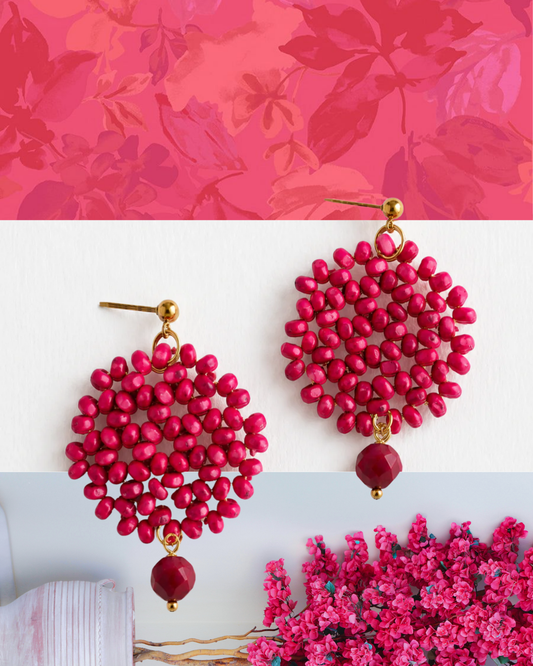 Pendientes para vestido color buganvilla: guía de invitada y boda
