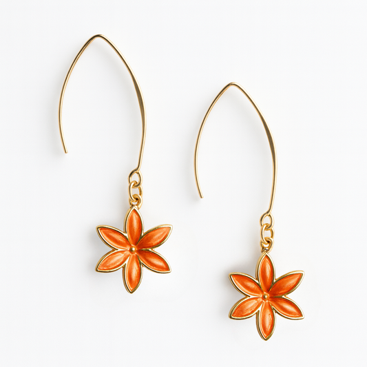Pendientes Yune flor esmaltada gancho dorado artesanales pendientes ligeros boda Hanalima